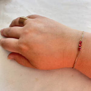 Three stone armband - Fuchsia
