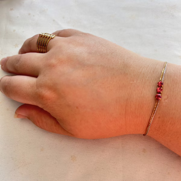 Three stone armband - Fuchsia