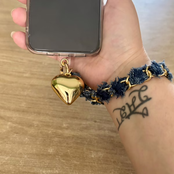 Telefoonkoord denim blauw - Afbeelding 2