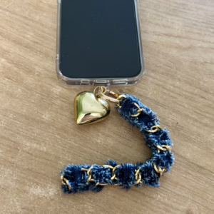 Telefoonkoord denim blauw